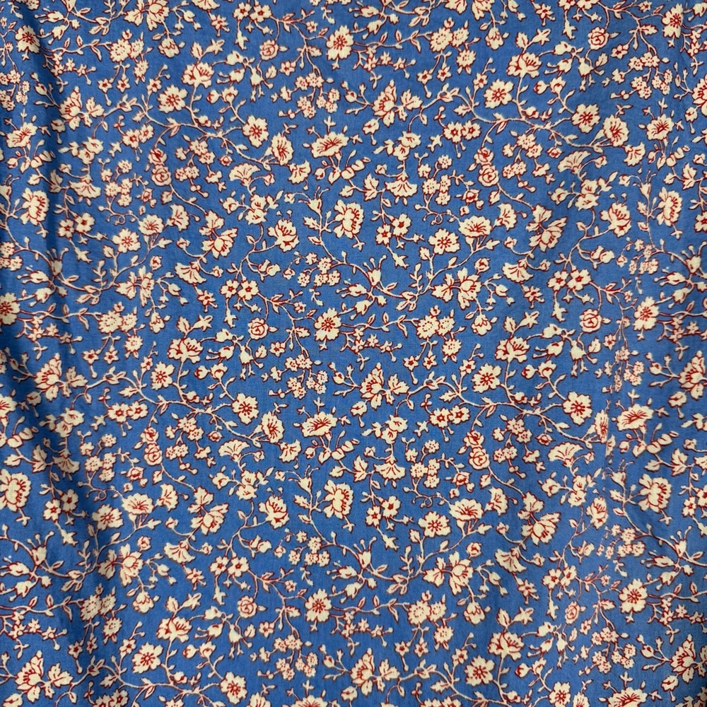 Madewell Floral Summer Vines Hermitage Blue Puff Sleeve VNeck Blouse Top Size XL - Picture 6 of 9